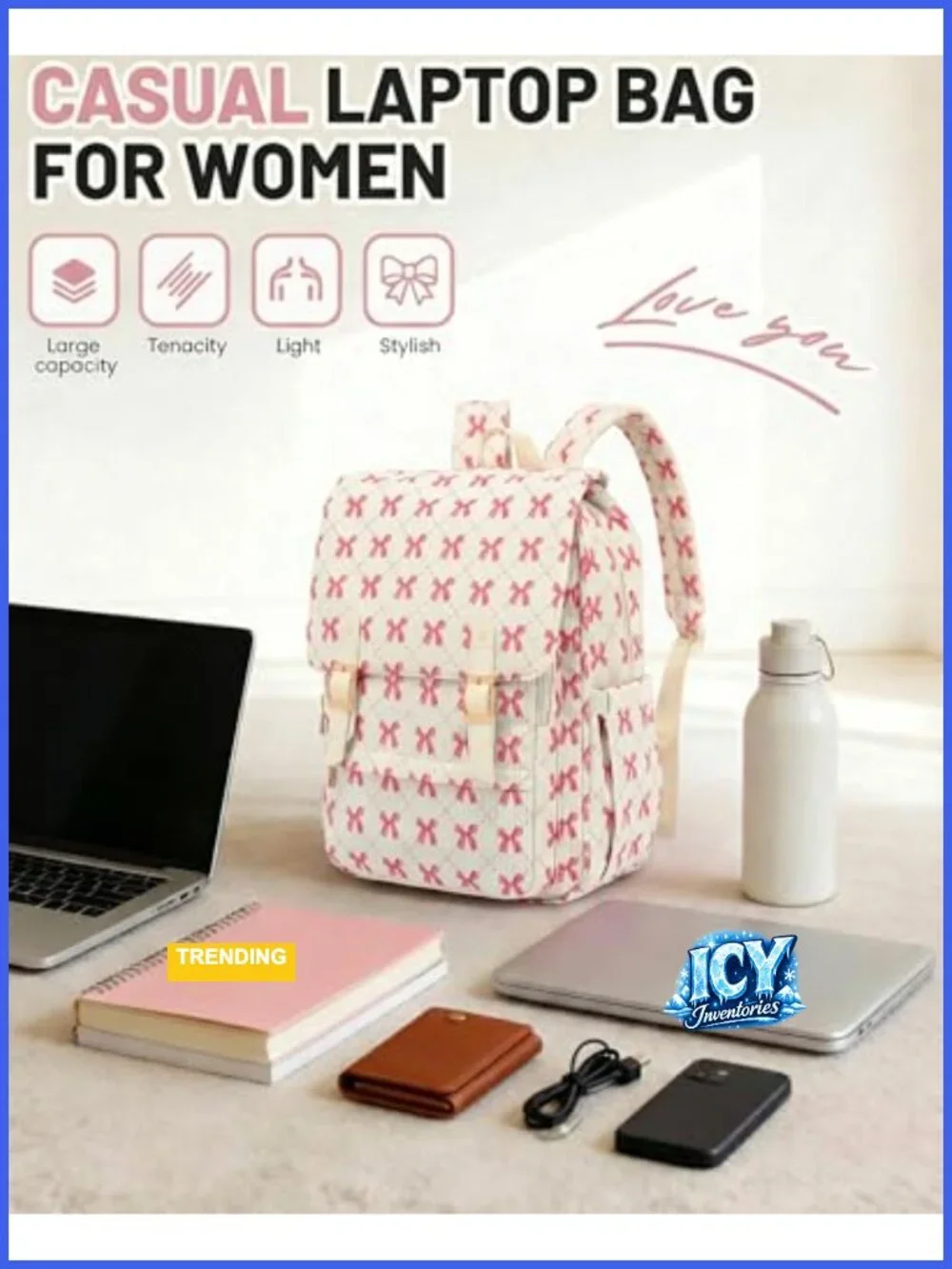 Corduroy Laptop Backpack for Women, 15.6 Inch Computer Bag, College Bookbag